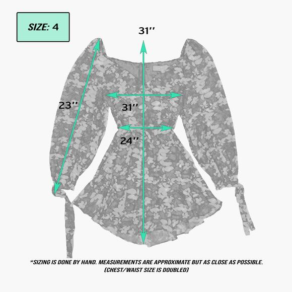 NWT PETAL + PUP Floral Puff Sleeve Ruffle Hem Mini Dress (Navy/Beige | Size 4) - Picture 11 of 11